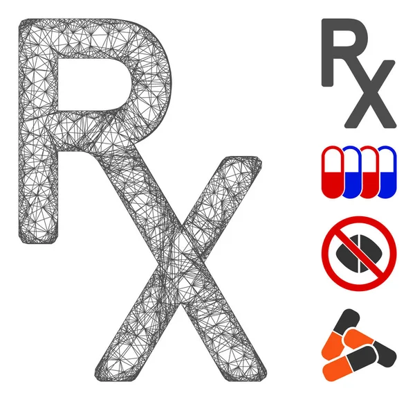 Rx Symbol medyczny Web Wektor Ilustracja siatki — Wektor stockowy