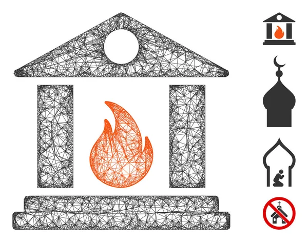 Obětní chrám požární web vektorové sítě ilustrace — Stockový vektor