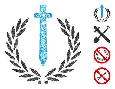 Kılıç Şeref Emblemi Web Vektör Ağ İllüstrasyonu