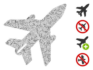 Doğrusal Uçak Simgesi Vektör Mozaiği