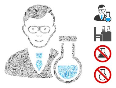 Kapak Kimyager Simgesi Vektörü Mozaiği