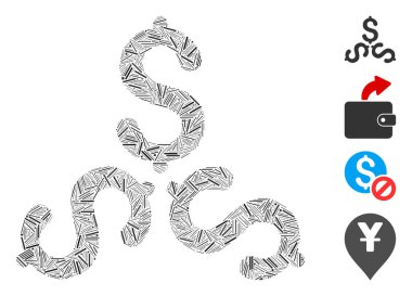 Kapak Doları Üçlemesi Simge Vektör Kolajı