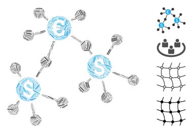 Satır Finans Ağı Simge Vektör Kolajı