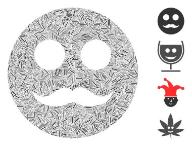 Doğrusal Centilmen Gülen Simge Vektör Kolajı