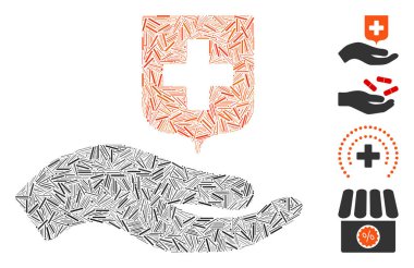 Hatch Hand Tıbbi Kalkan Simge Vektör Kolajı Teklif Et