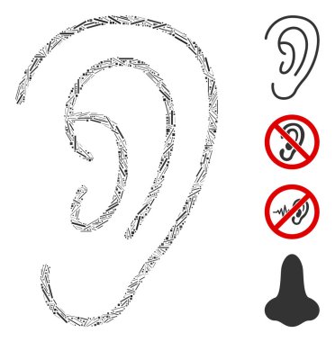 Doğrusal İşitme Simgesi Vektör Kolajı