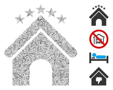 Linear Hotel Yıldızları Simge Vektörü Mozaiği