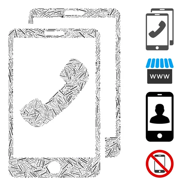 Telefony komórkowe Hatch Icon Vector Mozaika — Wektor stockowy