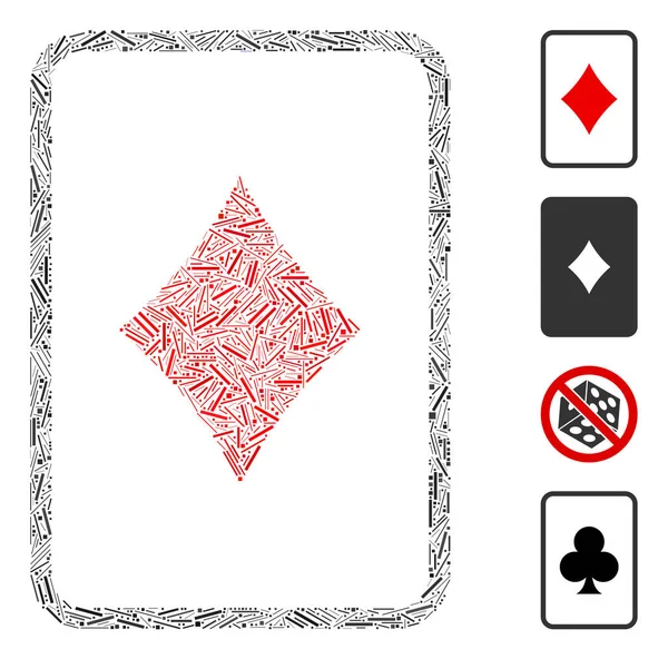 Collecte vectorielle d'icône de carte de jeu de diamants linéaires — Image vectorielle