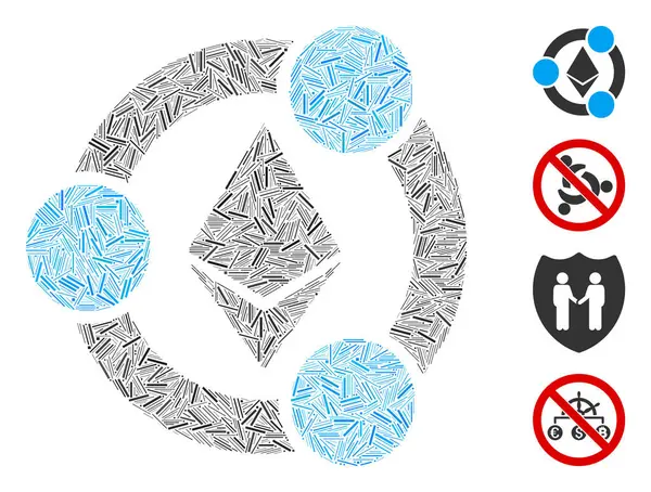 Doğrusal Ethereum İşbirliği Simgesi Vektör Mozaiği