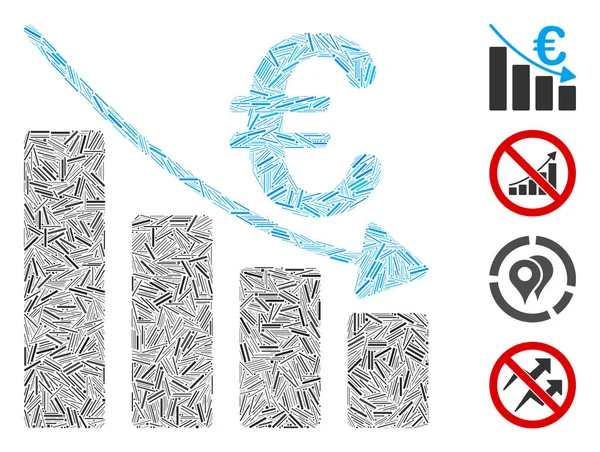 Hatch Euro Recession Bar Chart Icon Vector Collage - Stok Vektor