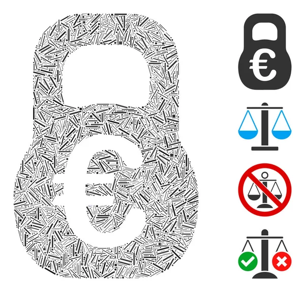Hatch Euro Weight Icon Vector Collage — Stock Vector