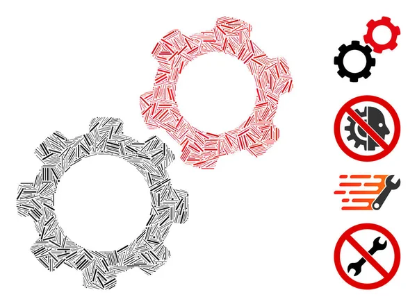 Hatch Gears Icono Vector Collage — Archivo Imágenes Vectoriales