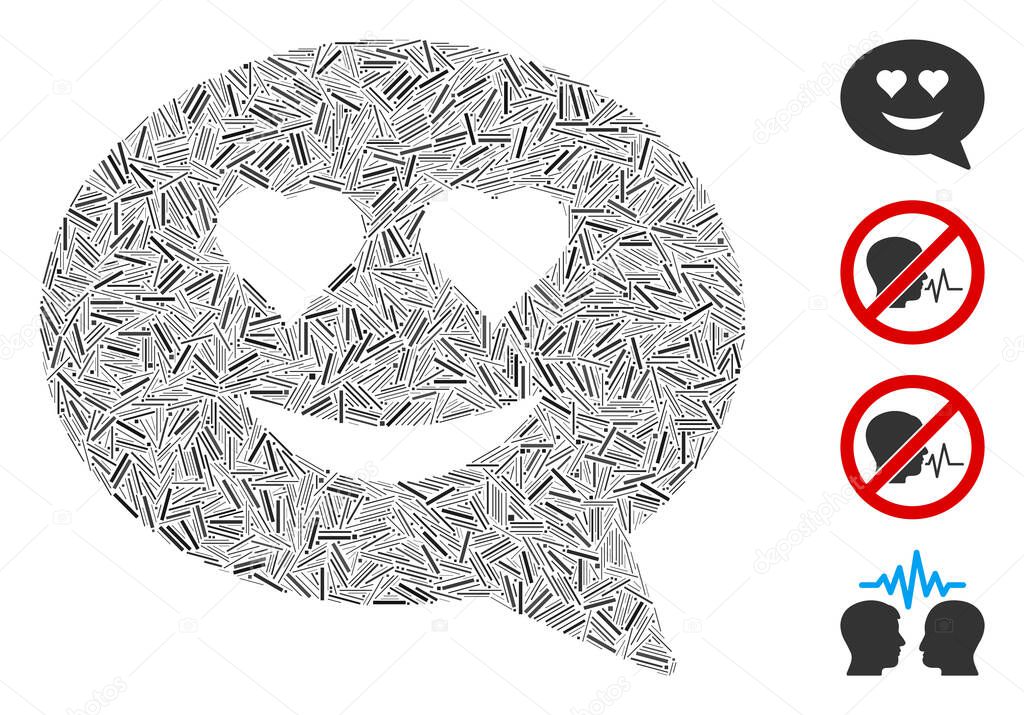 Line Love Smiley Message Icon Vector Mosaic