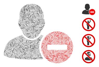 Doğrusal Silme Kullanıcı Simgesi Vektörü Mozaiği