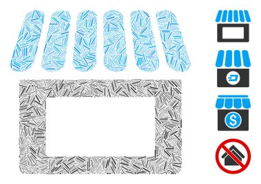 Doğrusal Dükkan Simgesi Vektör Kolajı