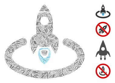 Doğrusal Uzay Roketi Fırlatma Alanı Simge Vektörü Mozaiği