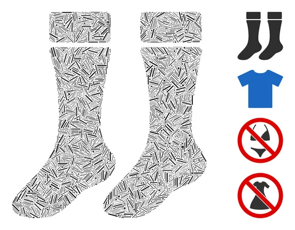 Lineaire sokken Icon Vector Collage — Stockvector
