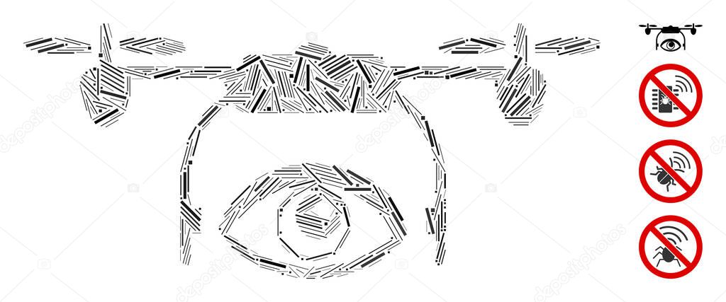 Line Spy Drone Icon Vector Collage