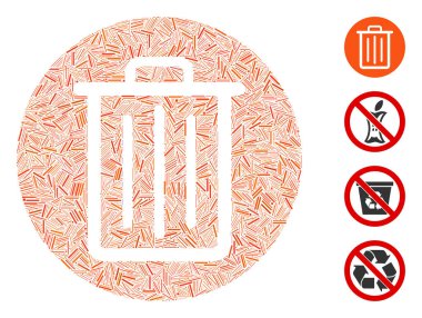 Satır Çöp Simgesi Vektör Kolajı