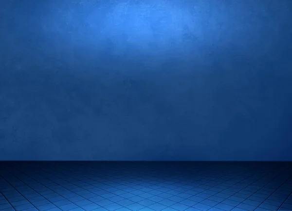 Prázdné modré grunge pozadí prostoru. Podlahy a stěny — Stock fotografie