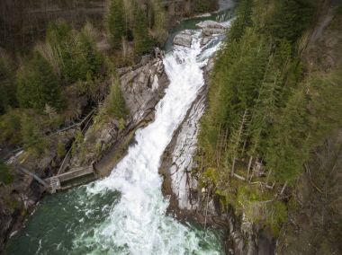 Kuşlar günbatımı Falls Washington eyaletinde havadan görünümü göz