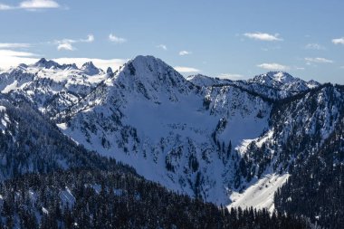 Mavi Gök Dağı Arkaplanı Karla kaplı Zirvesi