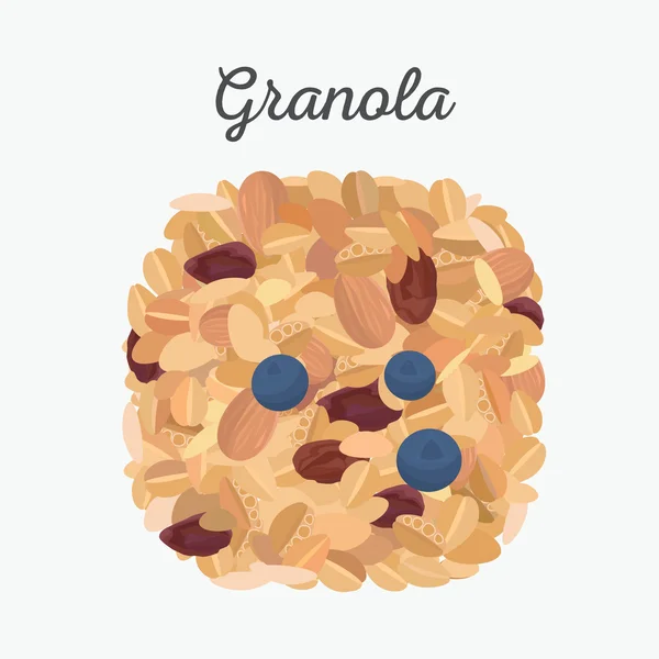 Granola isolé. Pose plate, illustration vectorielle . — Image vectorielle