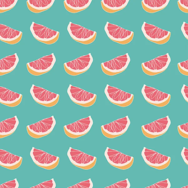 Grapefruity bezešvá vektorová barevný vzor. Jídlo pozadí. — Stockový vektor