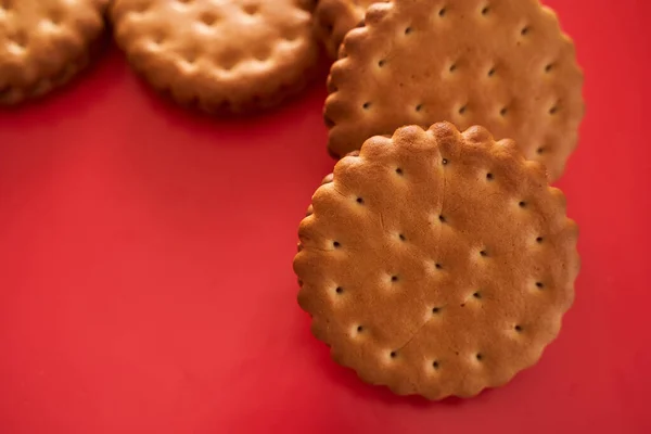 Biscuits Red Background — Stock Photo, Image