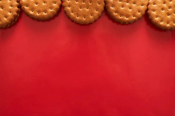 Cookies Auf Rotem Werbebanner Mit Der Möglichkeit Text Einzufügen — Stockfoto