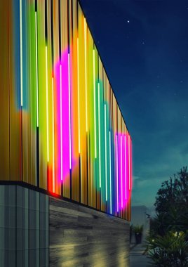Cephe bina aydınlatma LED ışık kullanarak