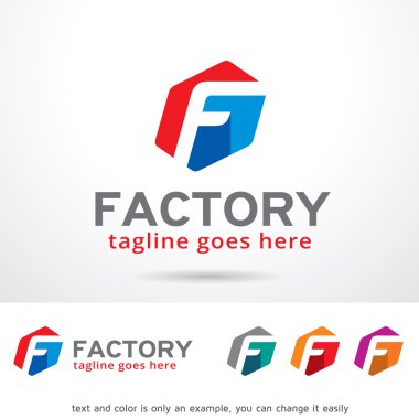 Fabrika F harfi Logo tasarım şablonu