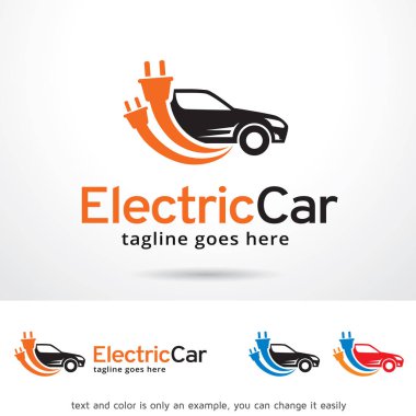 Elektrikli otomobil Logo şablonu tasarlamak vektör, amblem, tasarım konsepti, yaratıcı sembol simge