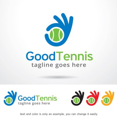 İyi tenis Logo şablonu tasarlamak vektör, amblem, tasarım konsepti, yaratıcı sembol simge
