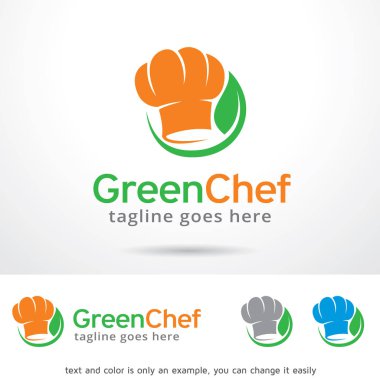 Yeşil Şef Logo şablonu tasarlamak vektör, amblem, tasarım konsepti, yaratıcı sembol simge