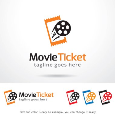 Film bilet Logo şablonu tasarlamak vektör, amblem, tasarım konsepti, yaratıcı sembol simge