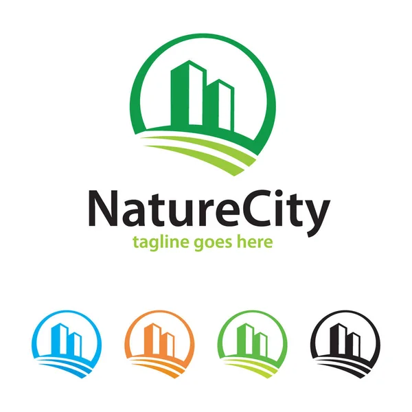 Modèle de logo de ville de la nature Design — Image vectorielle
