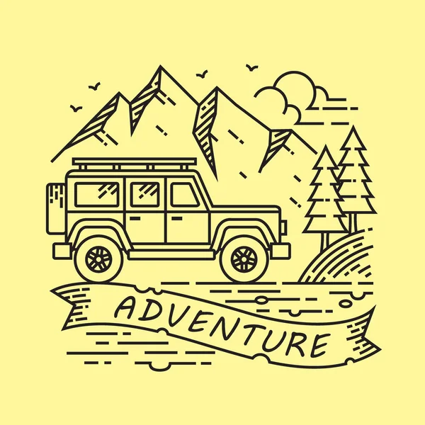 Illustration vectorielle d'aventure Jeep — Image vectorielle