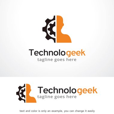 Teknoloji Geek Logo şablonu tasarlamak vektör, amblem, tasarım konsepti, yaratıcı sembol simge