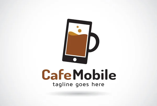 Кафе мобільних логотип шаблон дизайну Векторна емблема, дизайн концепції, творчих символ, значок — стоковий вектор