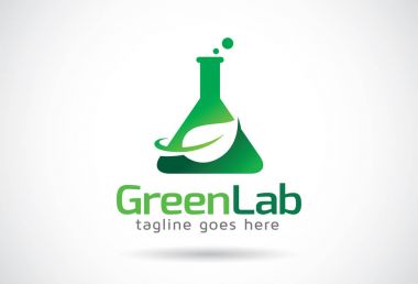 Yeşil laboratuvar Logo şablonu tasarlamak vektör, amblem, tasarım konsepti, yaratıcı sembol simge