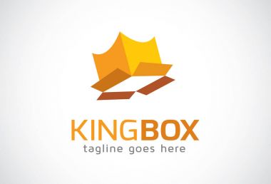 Kral kutusu Logo şablonu tasarlamak vektör, amblem, tasarım konsepti, yaratıcı sembol simge