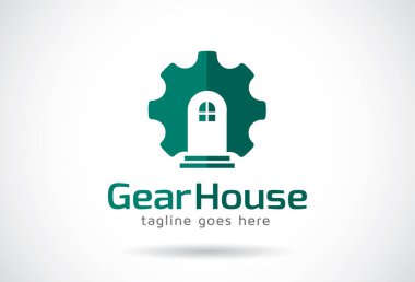 House Logo şablonu tasarım vektör, amblem, tasarım konsepti, yaratıcı sembolü, simge dişli