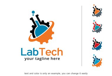 Laboratuvar teknoloji Logo şablonu tasarlamak vektör, amblem, tasarım konsepti, yaratıcı sembol simge