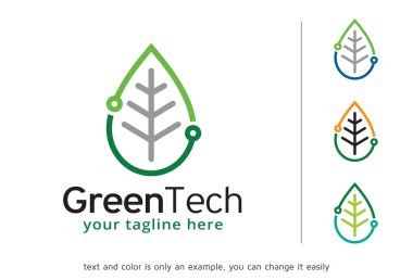 Yeşil Tech Logo şablonu tasarlamak vektör, amblem, tasarım konsepti, yaratıcı sembol simge