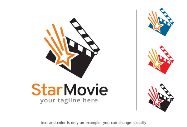 Plantilla de logotipo de película estrella Vector de diseño, emblema, concepto de diseño, símbolo creativo, icono — Vector de stock