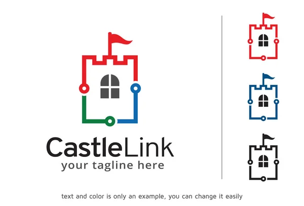 Vector de diseño de la plantilla del logotipo del enlace del castillo, emblema, concepto de diseño, símbolo creativo, icono — Archivo Imágenes Vectoriales