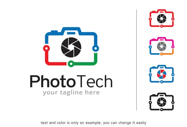 Photography Tech Logo Template Design Vector, Emblem, Design Concept, Creative Symbol, Icon — Stock Vector