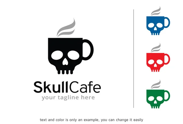 Czaszka Cafe Logo szablon wektor, godło, projektowania koncepcji, Creative Symbol, ikona — Wektor stockowy